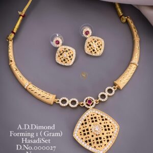 Elegant A.D Diamond Gold-Plated Necklace