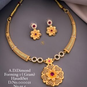 Elegant A.D Diamond Gold-Plated Necklace