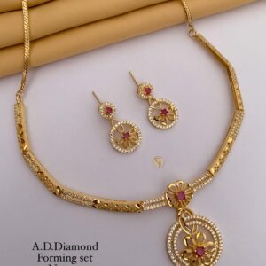 Elegant A.D Diamond Gold-Plated Necklace