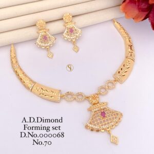 Elegant A.D Diamond Gold-Plated Necklace