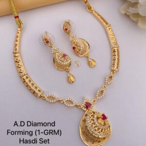 Elegant A.D Diamond Gold-Plated Necklace